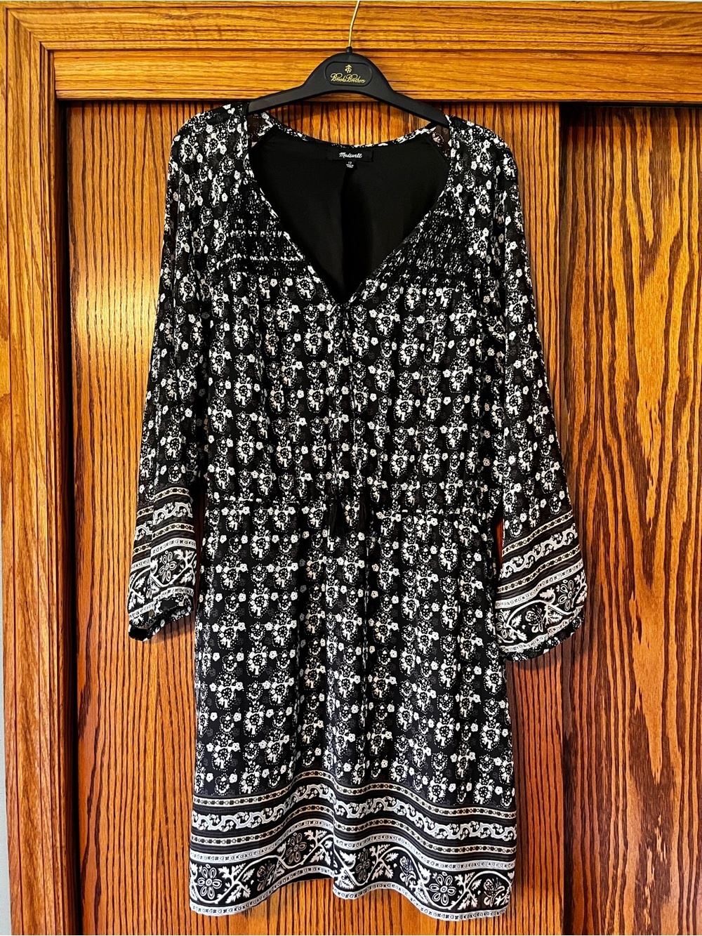 Madewell Black & White Long Sleeve Printed Tunic Dress